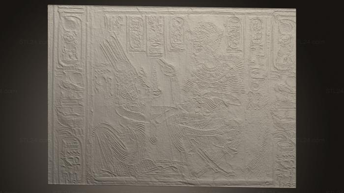 Египетские статуи и рельефы (Рельеф Тутанхамона, STKE_0073) 3D модель для ЧПУ станка